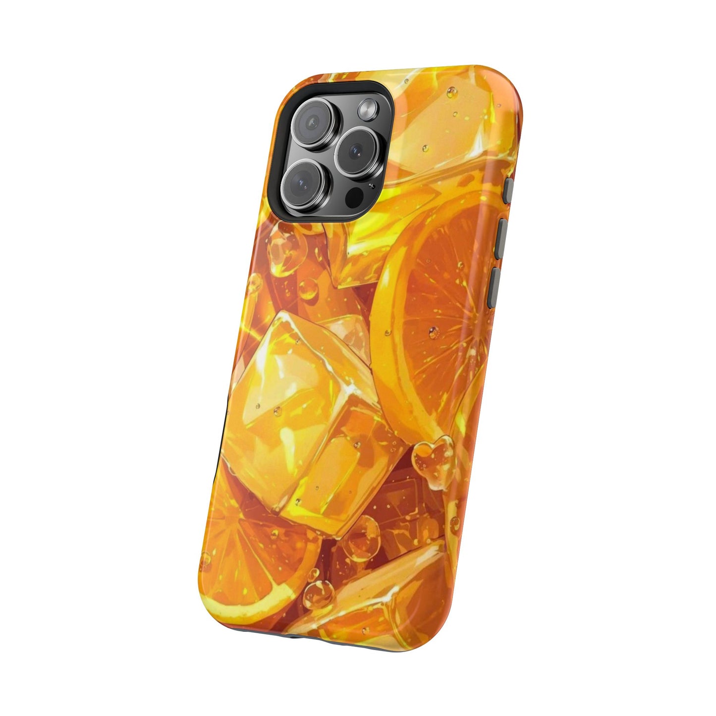 Citrus Splash MagSafe iPhone Case – Bright Orange Slices & Ice, Dual-Layer Protection