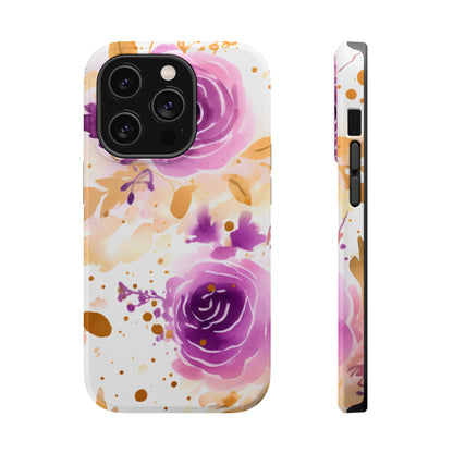 Soft Purple & Gold Floral Splash - MagSafe iPhone Series Case