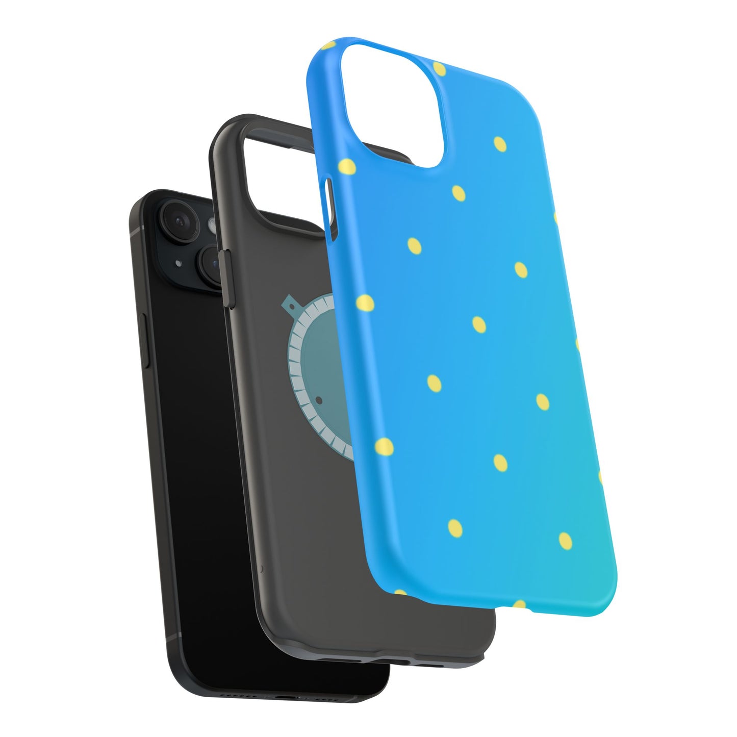 Blue Ocean Gradient Polka Dots MagSafe iPhone Case – Shockproof, Smooth Matte Finish, Dual-Layer Design