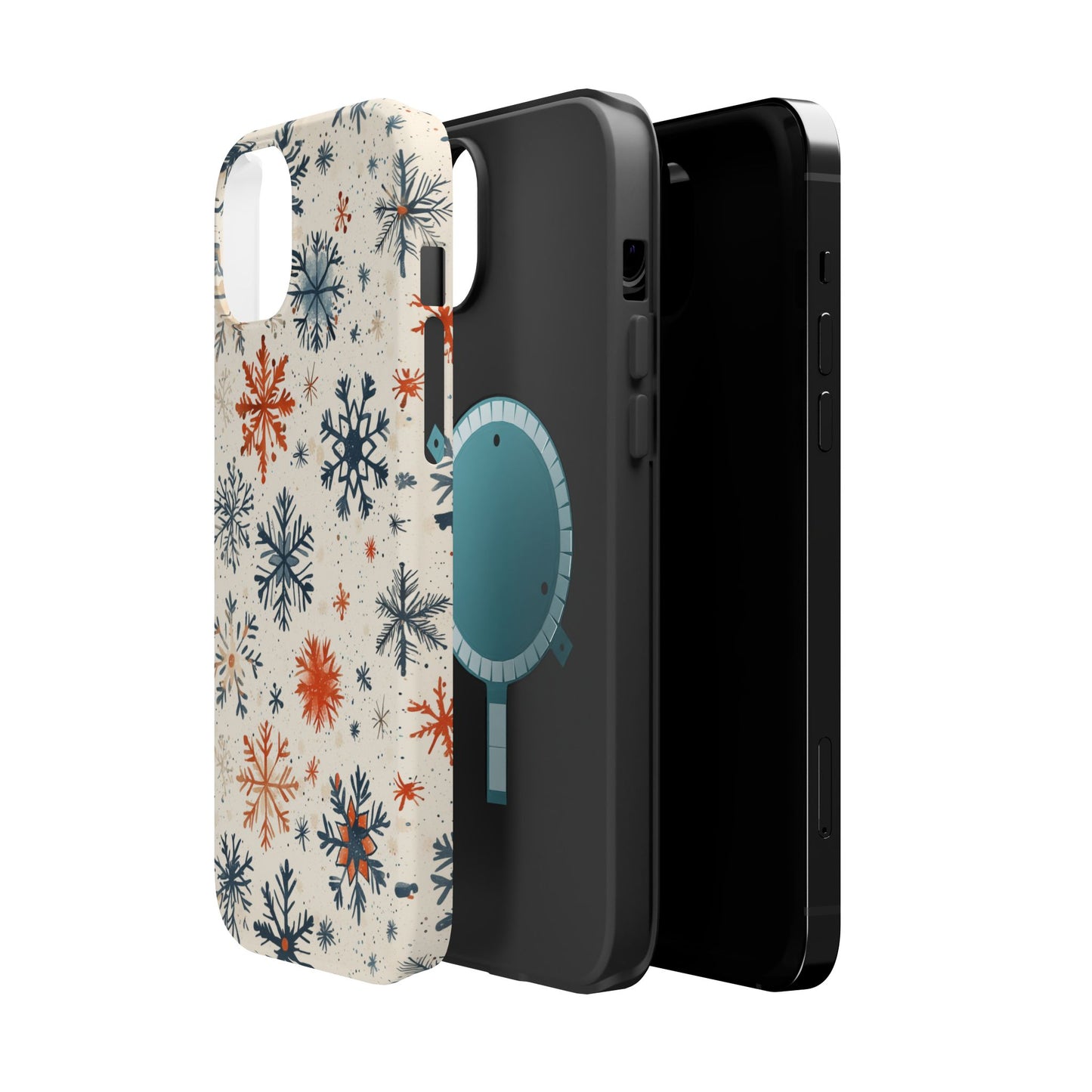 Rustic Orange and Blue Snowflake Pattern – MagSafe iPhone Series Case