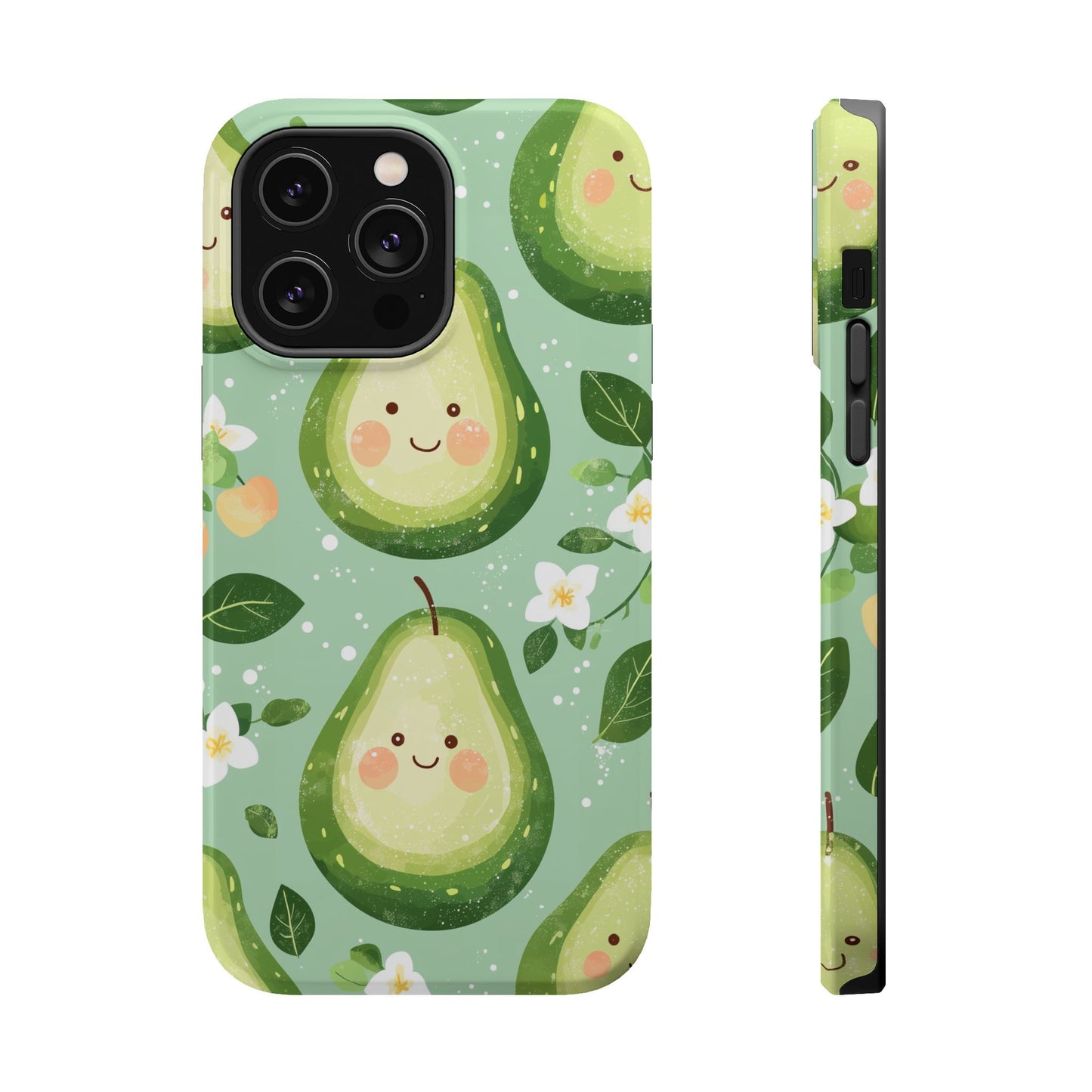 Smiling Avocados Tough MagSafe iPhone Case – Cute Avocado Design, Dual-Layer Protection