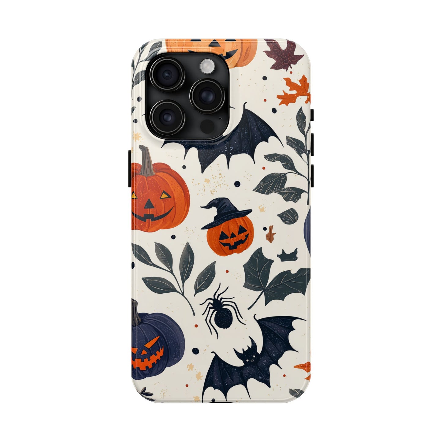 Spooky Halloween iPhone Case – Pumpkins, Bats, and Spider Design