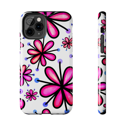 Pink Retro Bloom iPhone Case – Ultra-Slim Design, Glossy Finish