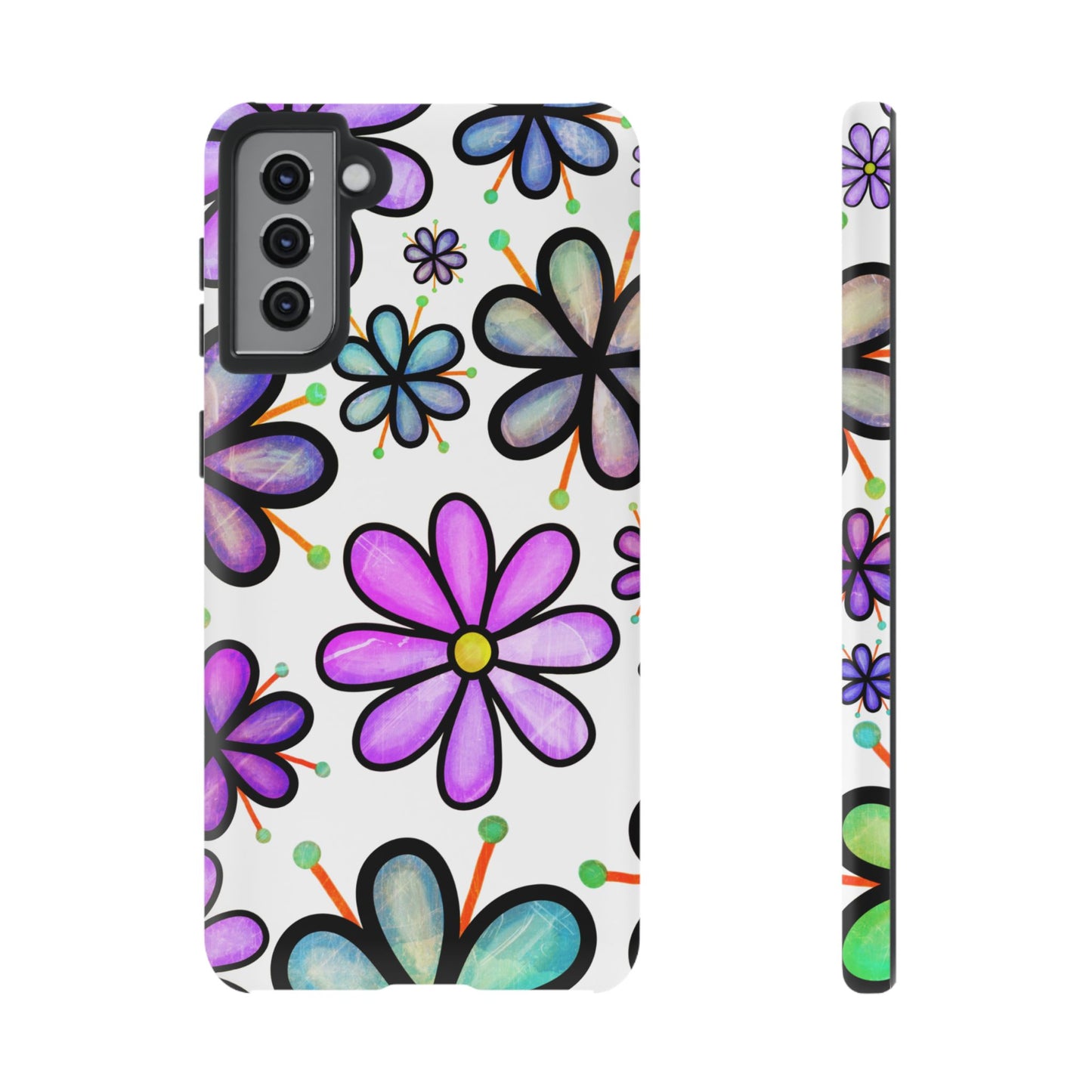 Whimsical Lavender Floral Samsung Galaxy Case – Ultra-Slim, High-Gloss Finish