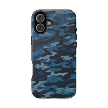 Dark Blue Camouflage – MagSafe iPhone Case with Modern Rugged Style