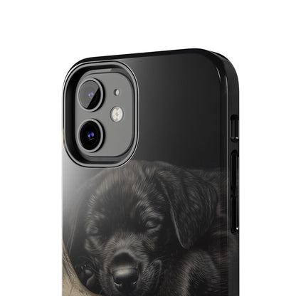 Adorable Black Labrador Puppy on Feathers iPhone Case