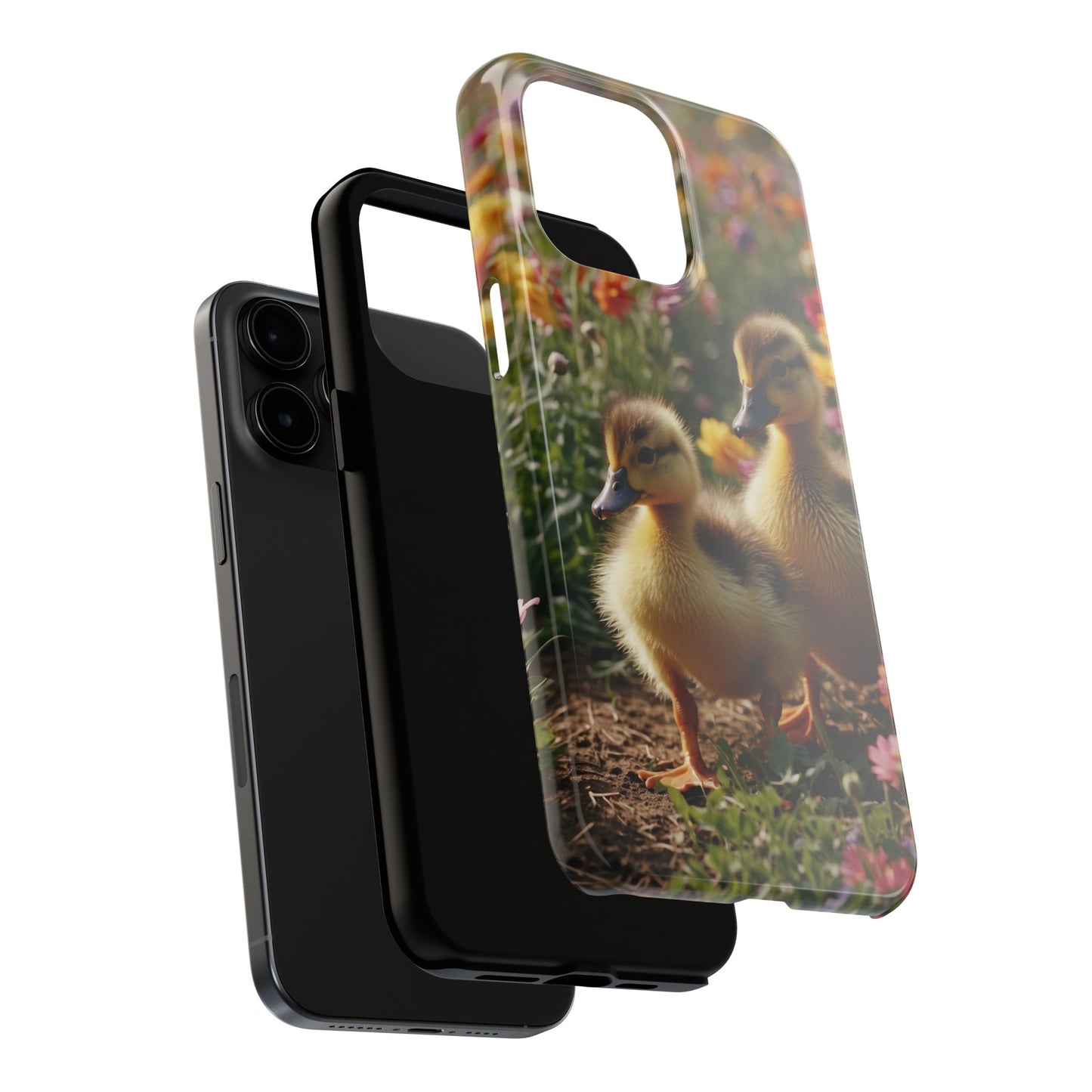 Charming Ducklings in Floral Garden - iPhone Case