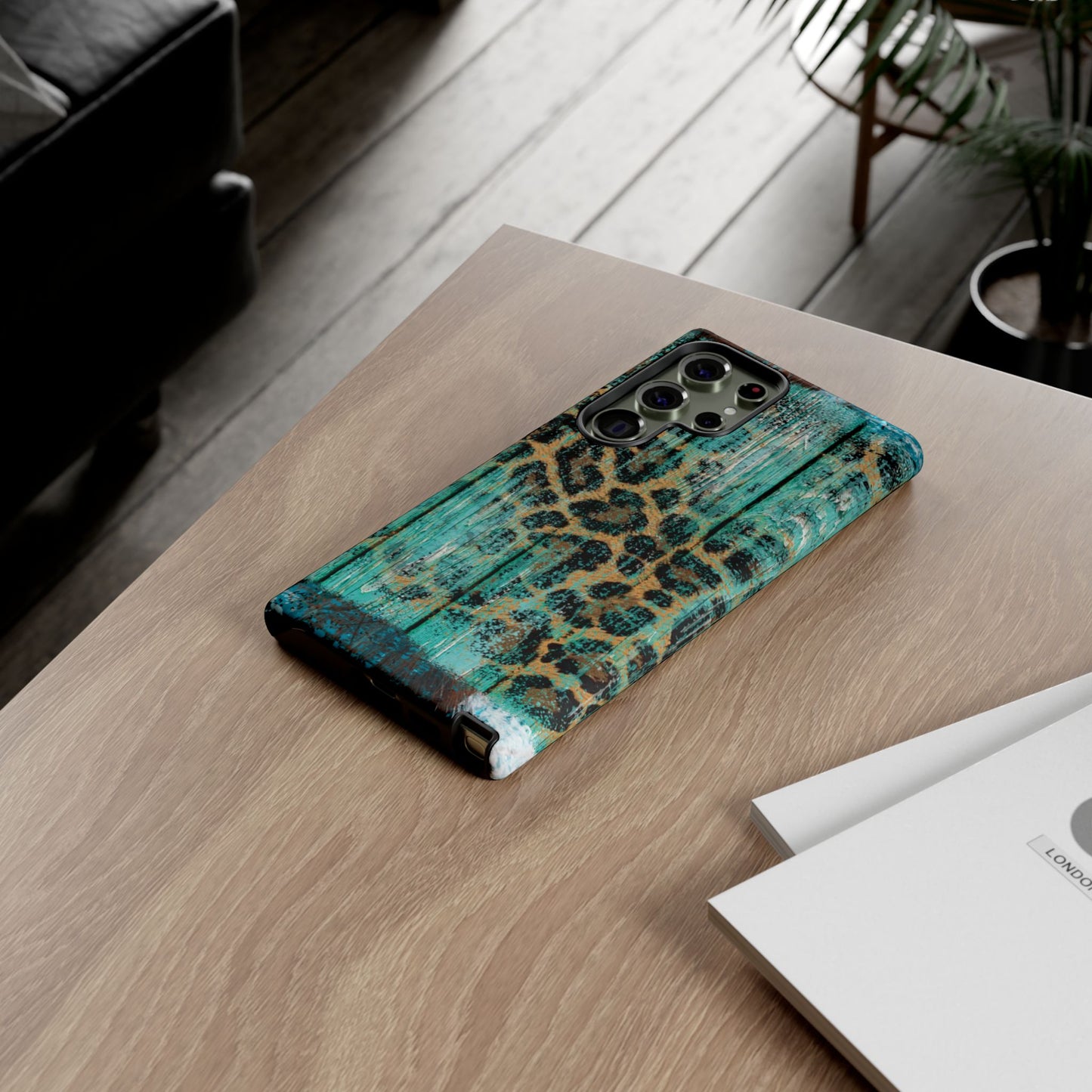 Turquoise Rustic Leopard Wood - Samsung Galaxy Series Case