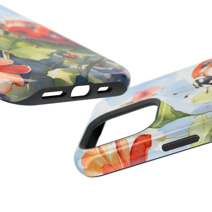 Watercolor Ladybug & Poppy Fields - MagSafe iPhone Case