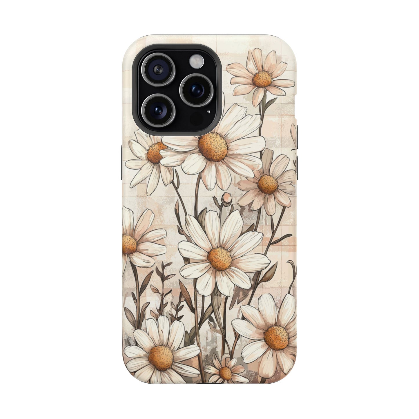 Pastel Daisy MagSafe iPhone Case - Elegant Floral Protective Cover