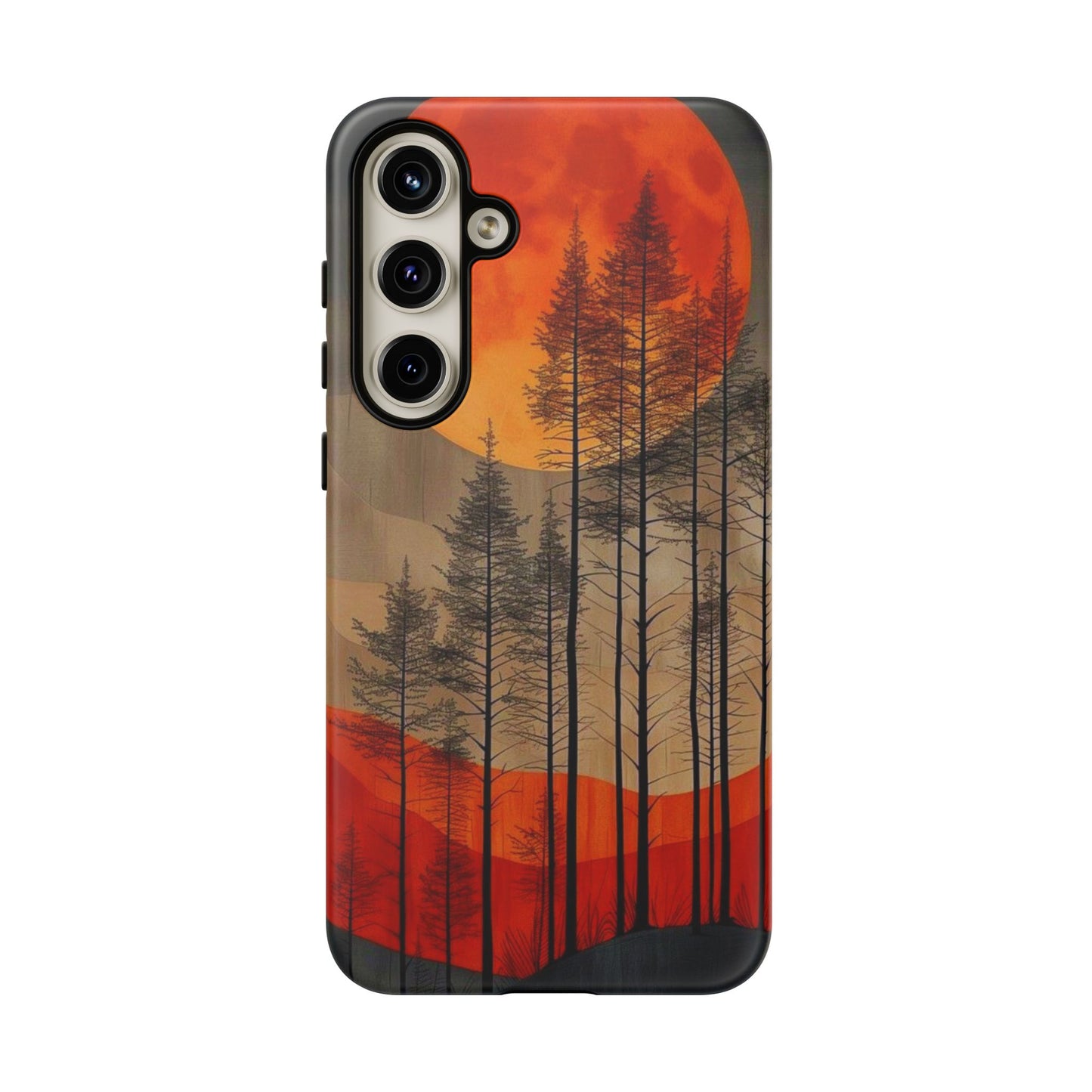 Moody Forest Moonrise Samsung Galaxy Case – Dark Landscape Design, Dual-Layer Protection