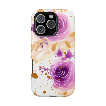 Soft Purple & Gold Floral Splash - MagSafe iPhone Series Case