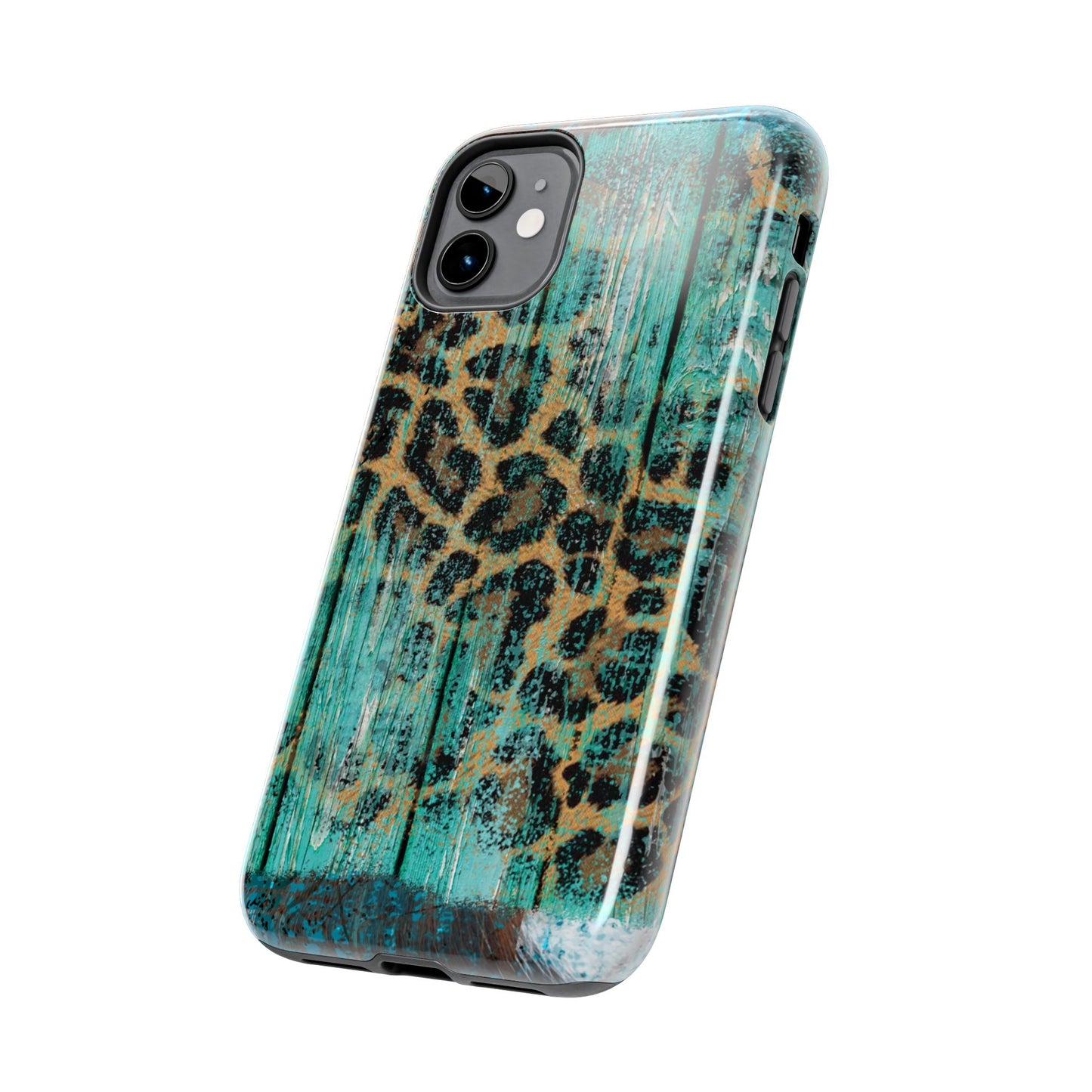 Turquoise Rustic Leopard Wood - iPhone Series Case