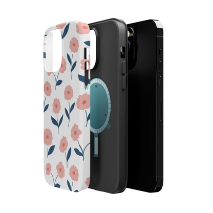 Playful Pink Floral Tough MagSafe  iPhone Case – Soft Pastel Design, Slim & Shockproof