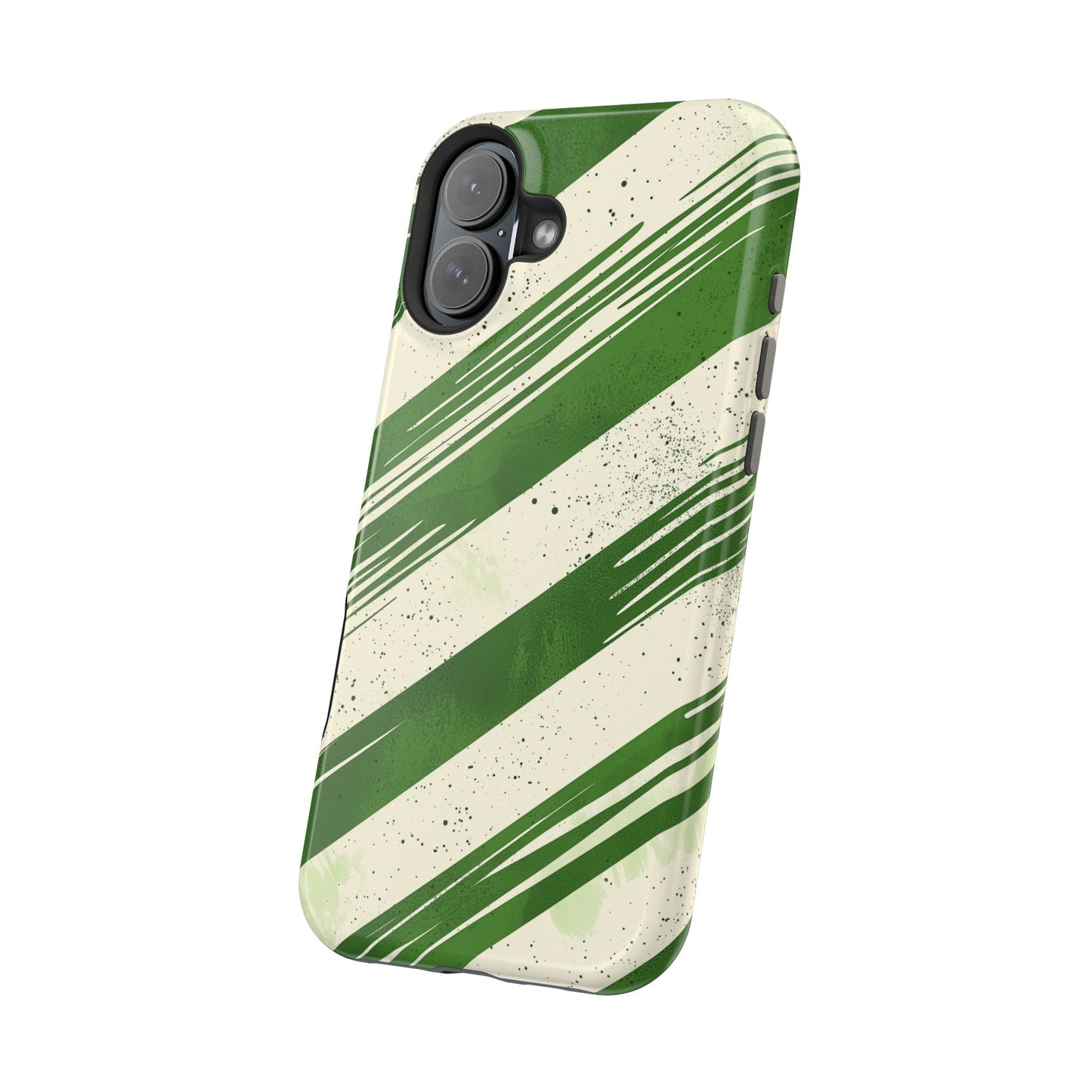 Green Stripes MagSafe iPhone Case – Bold Diagonal Brushstroke Design