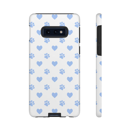 Samsung Galaxy Case - Blue Paw Print & Heart Design