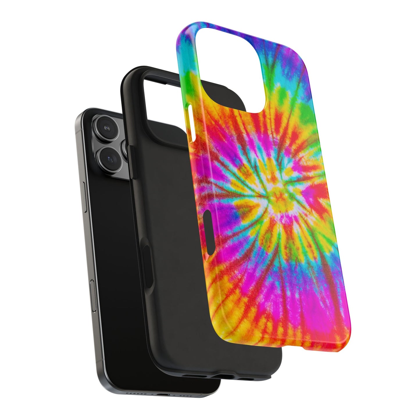 Rainbow Spiral Tie-Dye iPhone Case – Bright & Retro Design