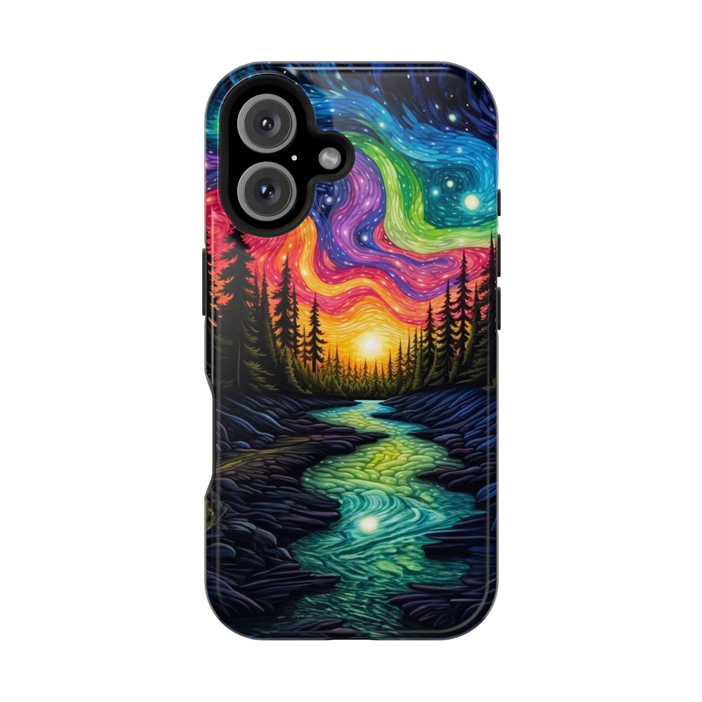 Celestial Nightscape MagSafe iPhone Case – Vibrant River and Starry Sky Design