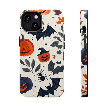 Spooky Halloween MagSafe iPhone Case – Pumpkins, Bats, and Spider Design