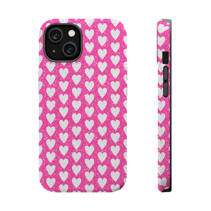 Pink Glitter Heart Pattern MagSafe Case