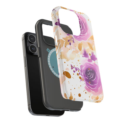 Soft Purple & Gold Floral Splash - MagSafe iPhone Series Case