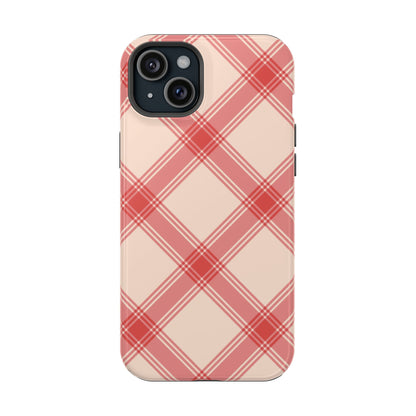 Soft Peachy Red Plaid MagSafe Case