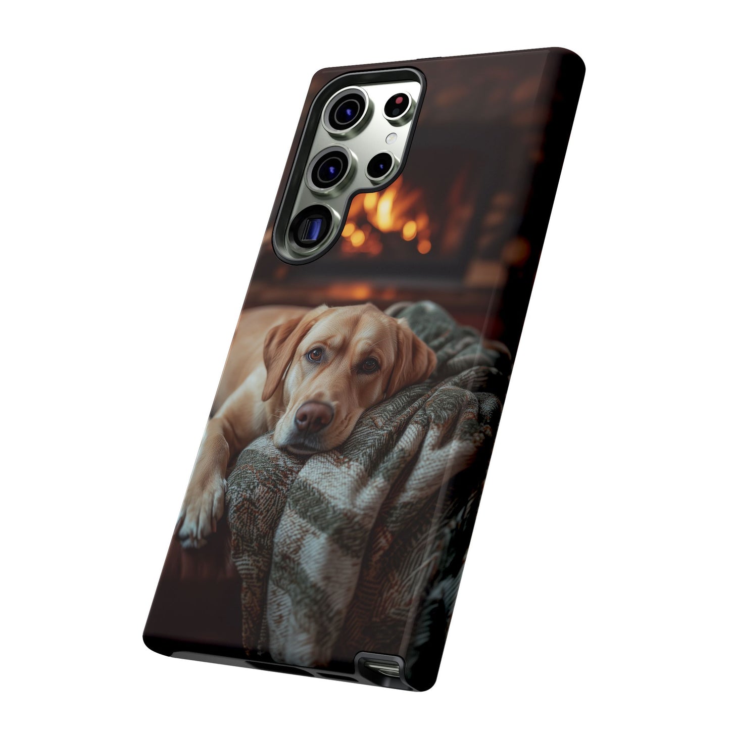 Cozy Labrador by Fireplace Samsung Galaxy Case – Rustic Cabin Protective Cover