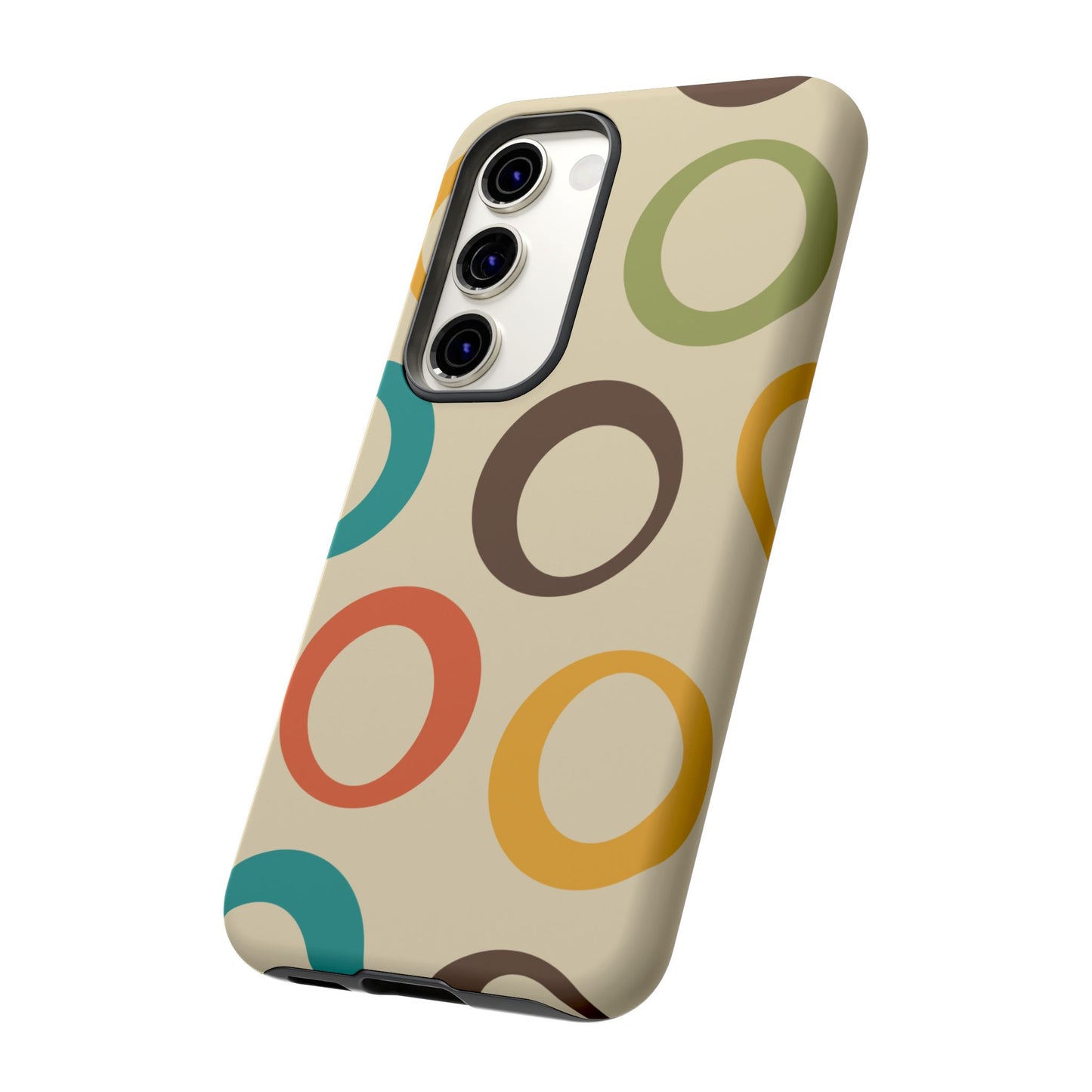 Retro Colorful Rings Samsung Galaxy Case – Shockproof, Matte Finish, Dual-Layer Protection