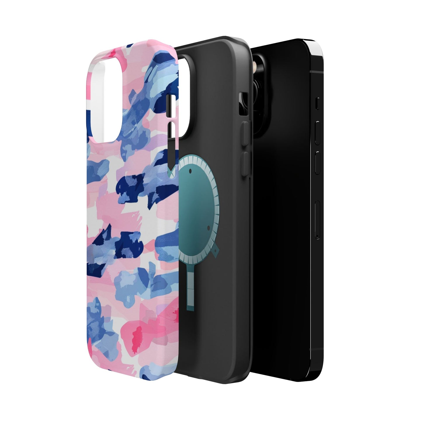 MagSafe Case: Dynamic Pink & Navy Brushstroke Art