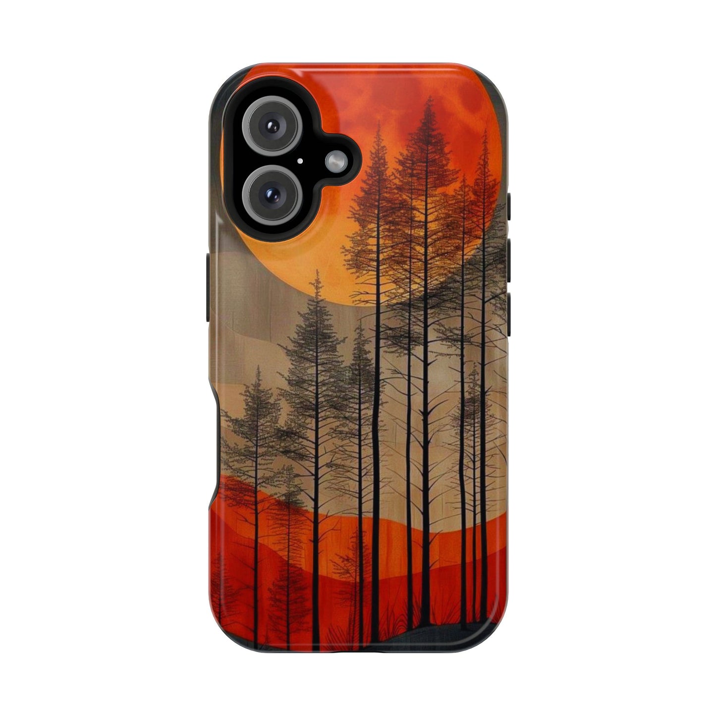 Moody Forest Moonrise MagSafe iPhone Case – Dark Landscape Design, Dual-Layer Protection