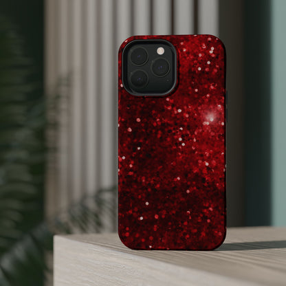 Crimson Glow Glitter MagSafe Case