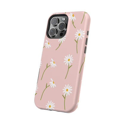 Daisy Delight Tough MagSafe iPhone Case – Cute Floral Design with Dual-Layer Protection