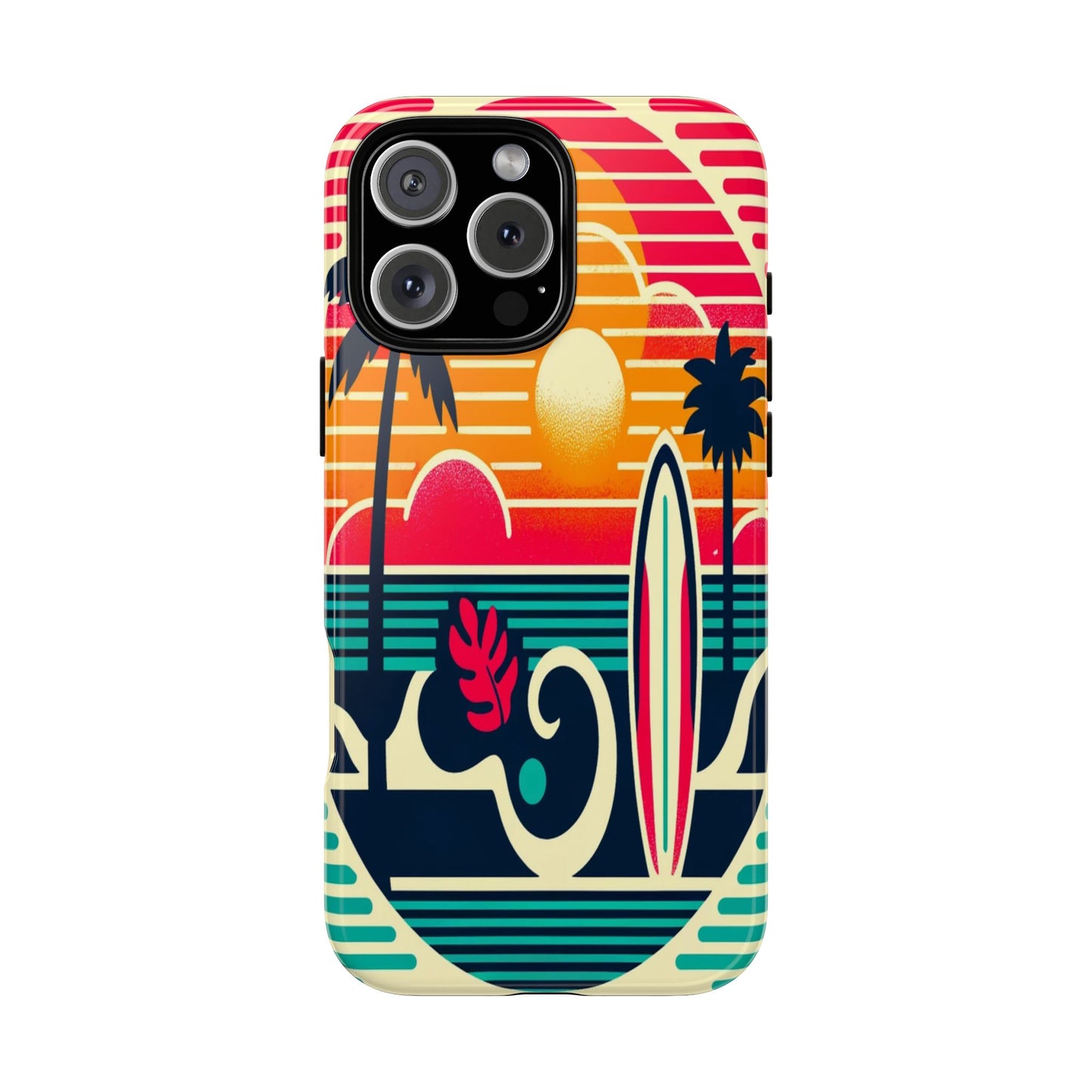 Retro Beach Vibes iPhone Case - Sunset Surfing Protective Cover