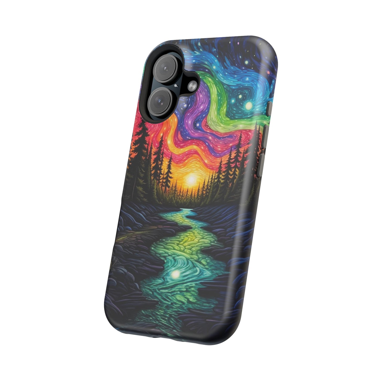 Celestial Nightscape MagSafe iPhone Case – Vibrant River and Starry Sky Design