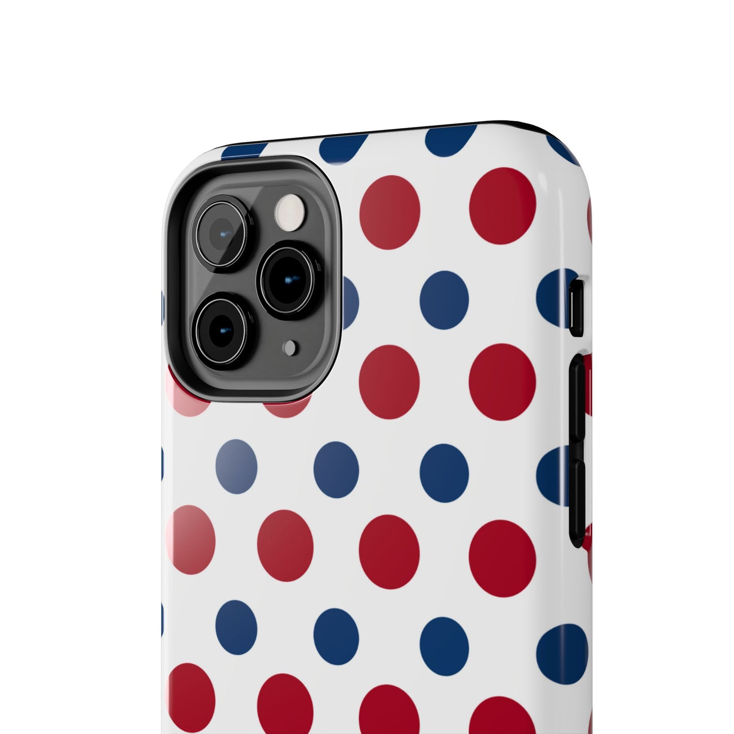 Patriotic Navy, White, and Red Polka Dot iPhone Case