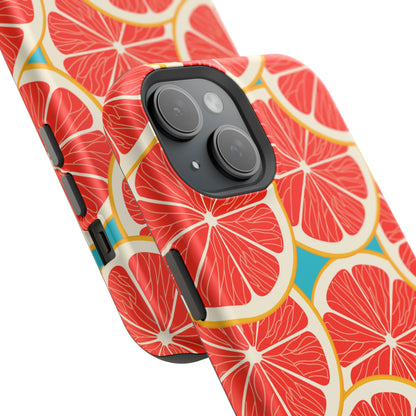 Ruby Grapefruit Pop Tough MagSafe iPhone Case – Vibrant Citrus Design, Shock-Resistant Protection