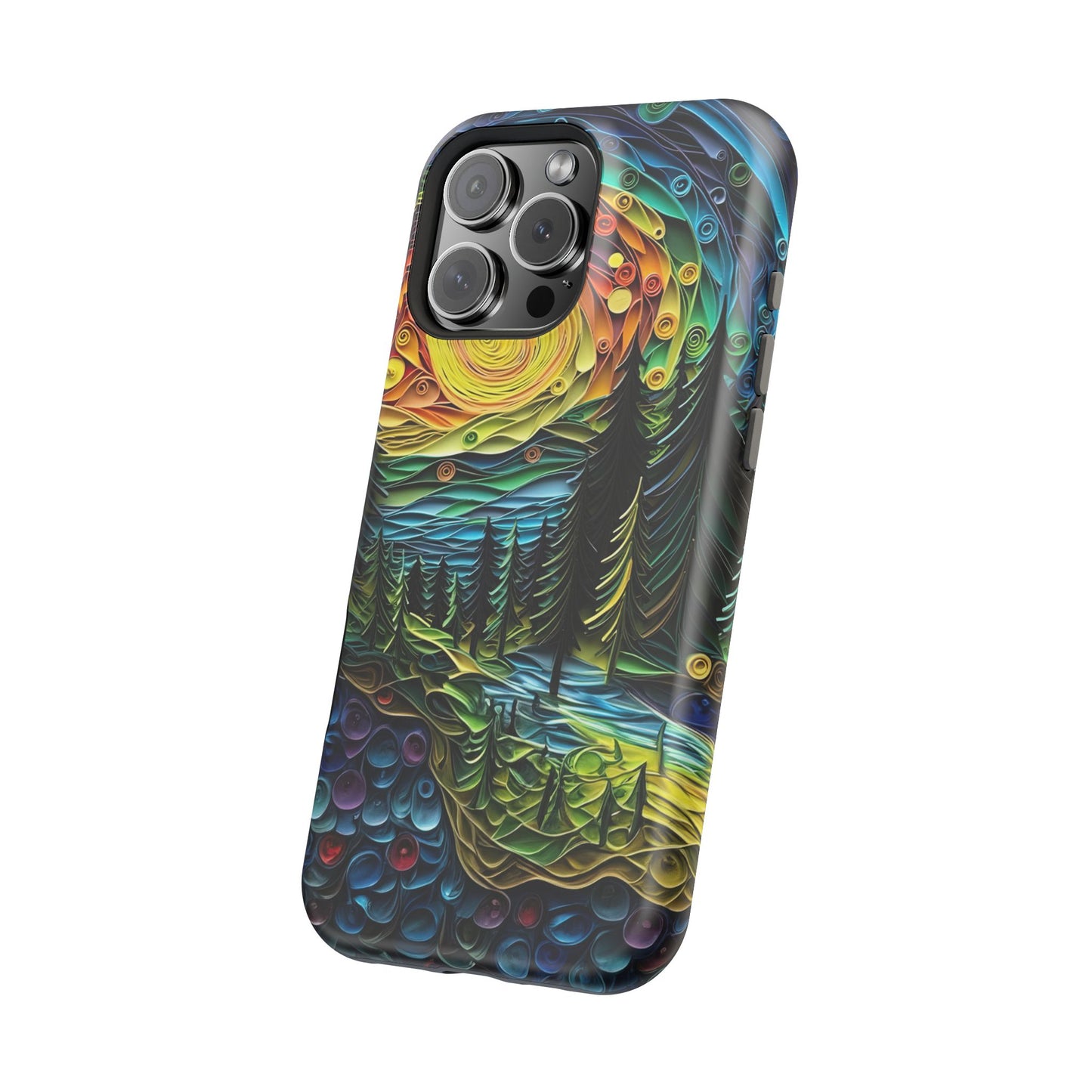 Radiant Forest Sunset MagSafe iPhone Case – Artistic Landscape Design