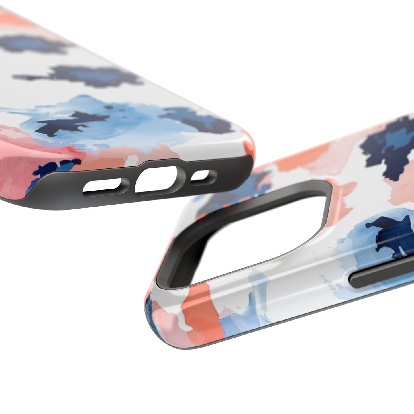 Abstract Coral & Navy Watercolor Design – MagSafe iPhone Case