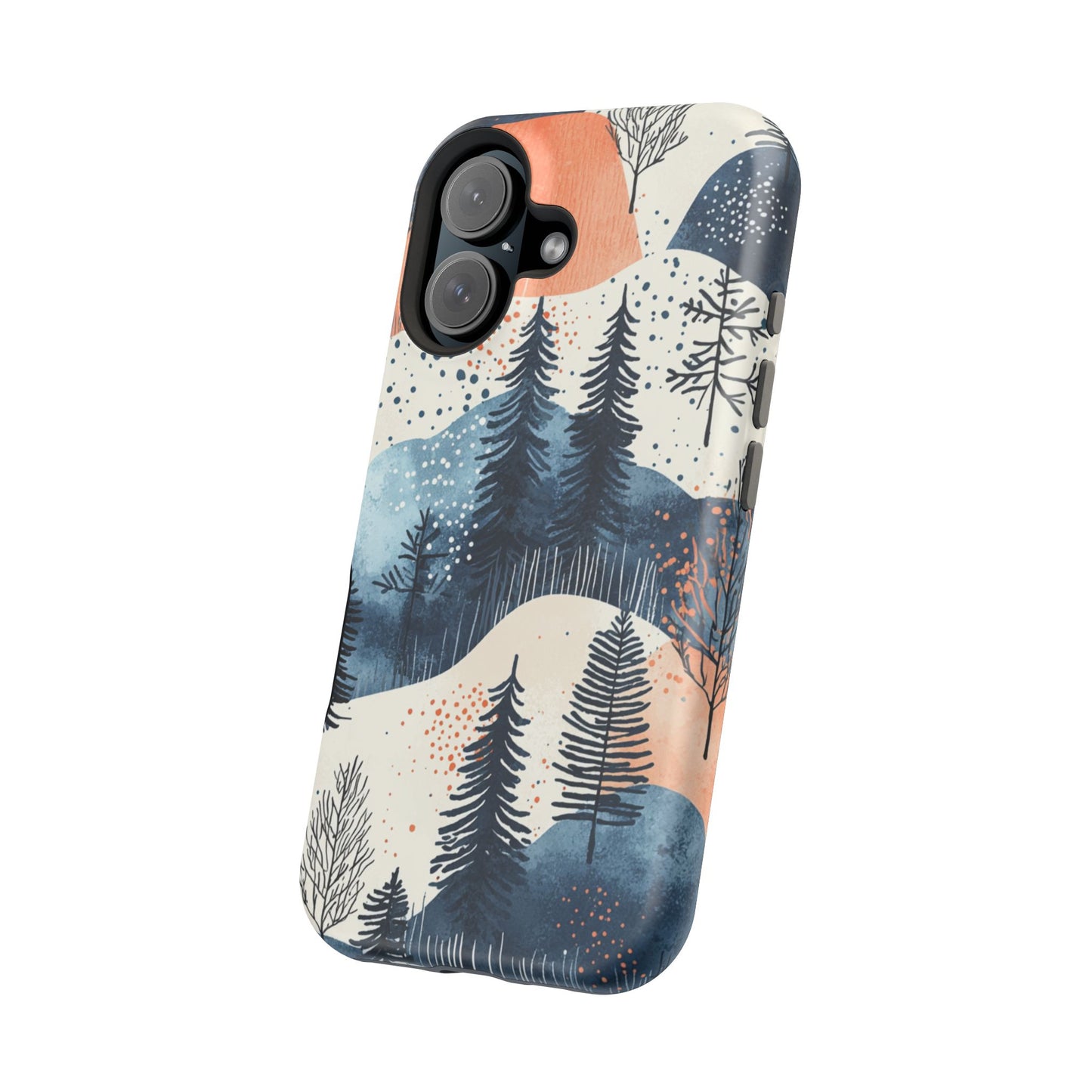 Winter Forest MagSafe iPhone Case | Watercolor Trees & Mountains