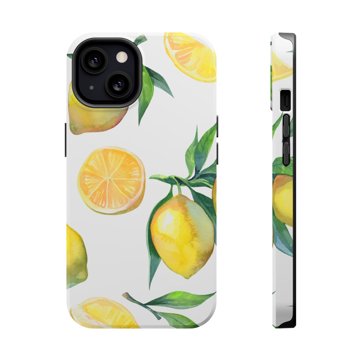 Lemon Grove Watercolor Tough MagSafe iPhone Case – Fresh Citrus Design, Dual-Layer Protection