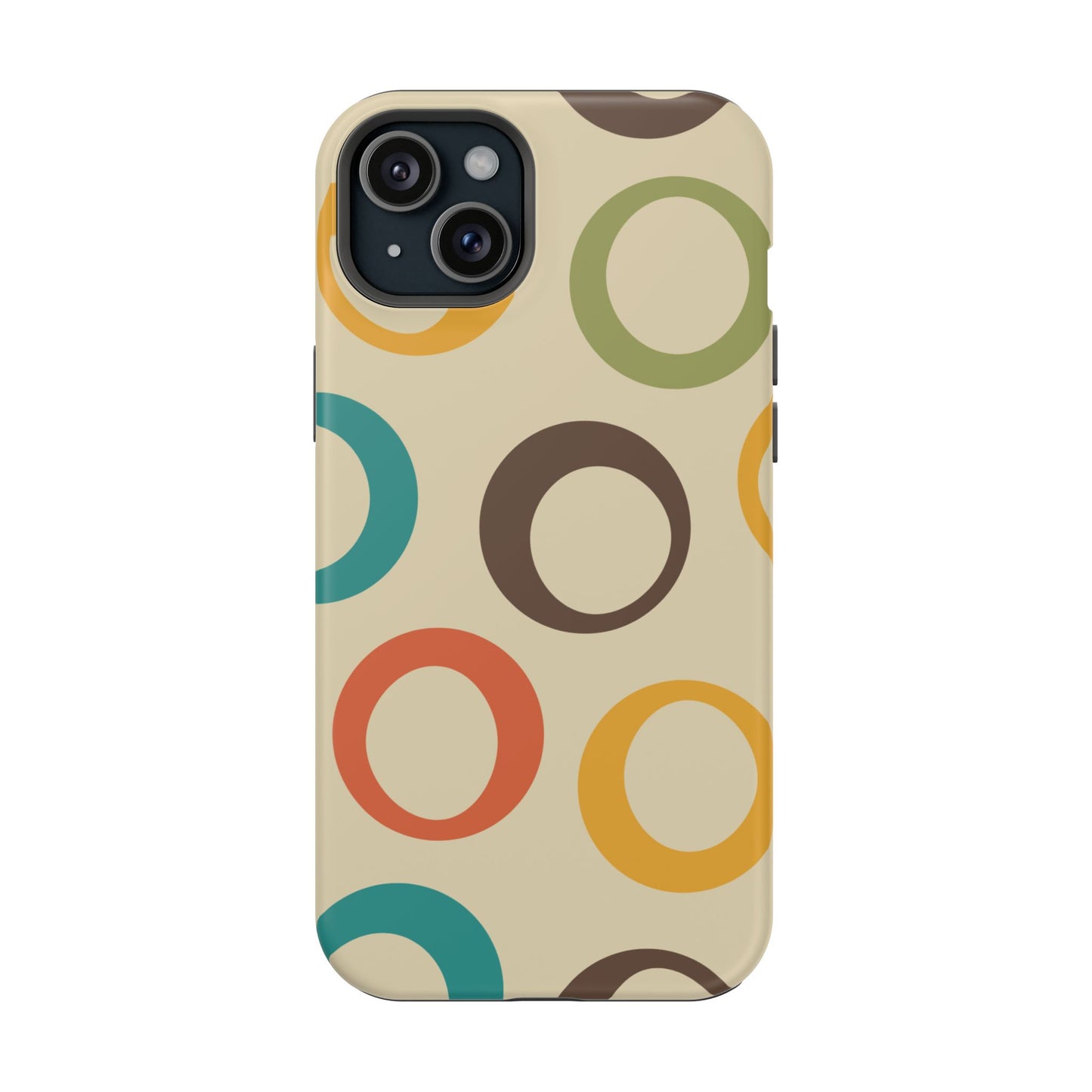 Retro Colorful Rings MagSafe iPhone Case – Shockproof, Matte Finish, Dual-Layer Protection