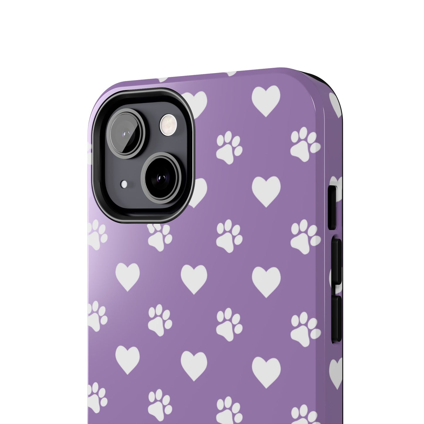 Lavender Paw Prints & Hearts Design - Adorable Pet Lover iPhone Case