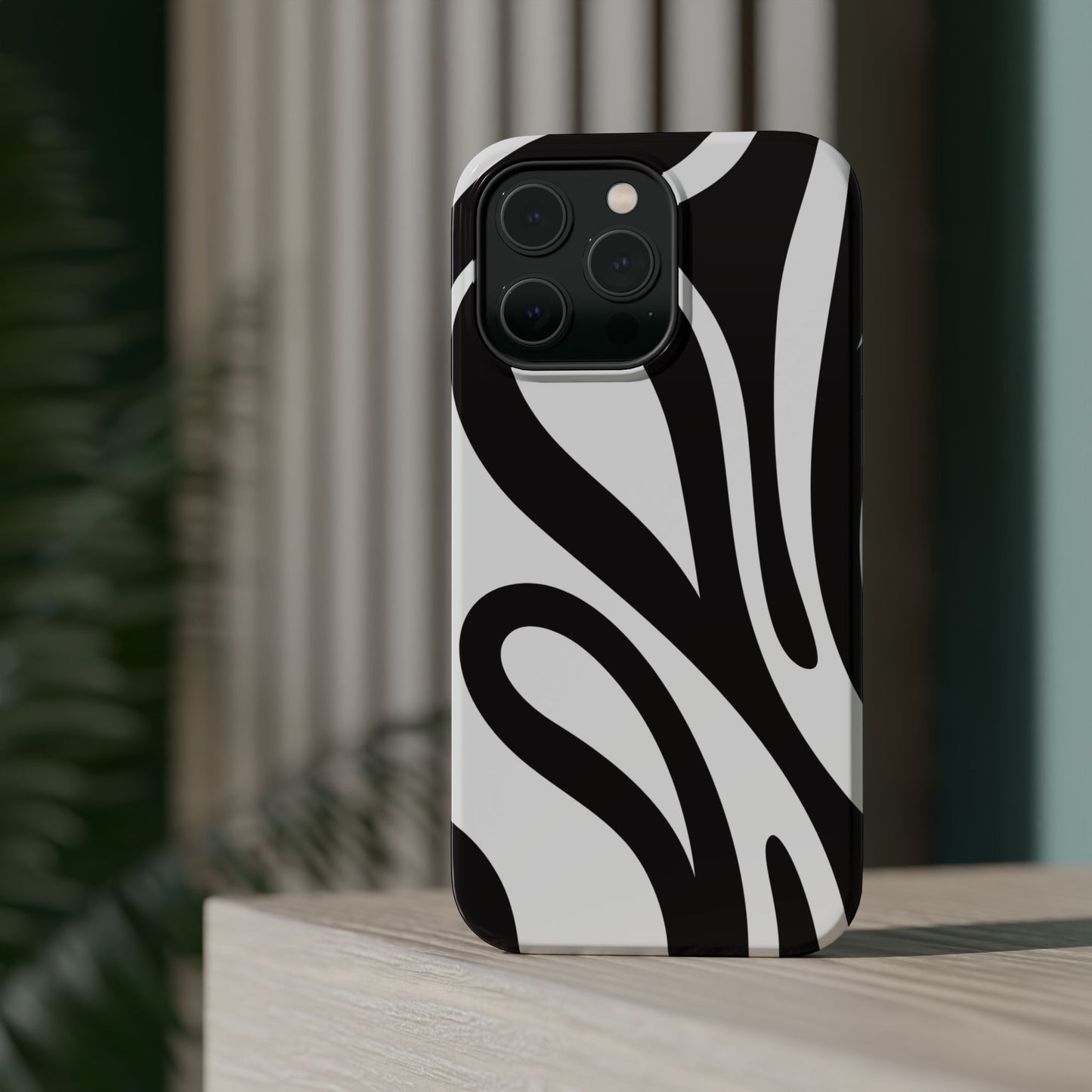 Modern Black and White Abstract Tough MagSafe iPhone Case – Bold Graphic Pattern with Dual-Layer Protection