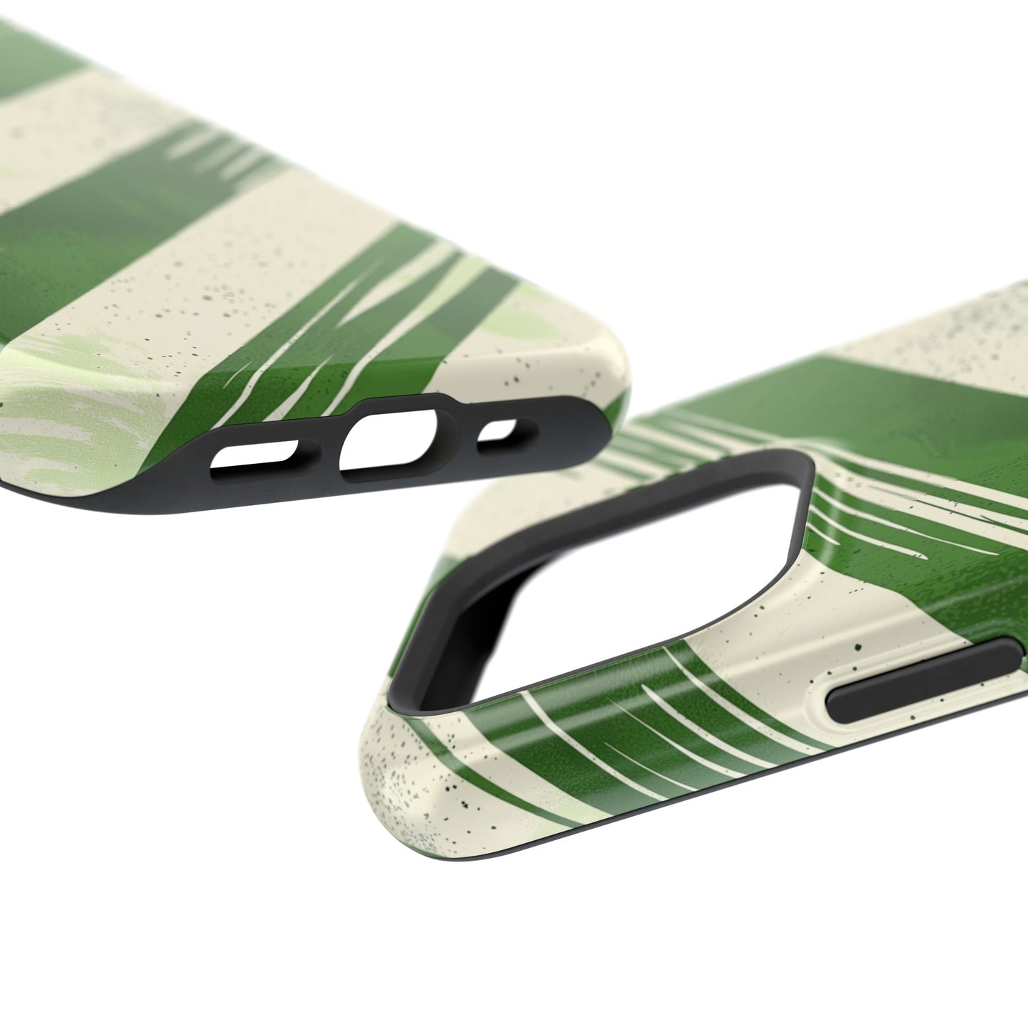 Green Stripes MagSafe iPhone Case – Bold Diagonal Brushstroke Design