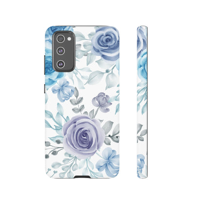 Elegant Blue & Violet Roses Samsung Galaxy Case – Artistic Floral Design for Stylish Protection