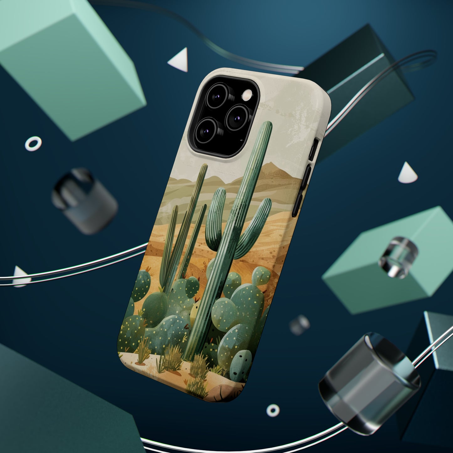 Desert Oasis MagSafe iPhone Case - Embrace the Western Spirit With Cactuses For Your iPhone 15, 14, 13, Pro, Plus, & Pro Max