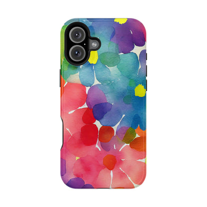 Rainbow Bloom Watercolor MagSafe iPhone Case – Slim Design, Glossy Finish