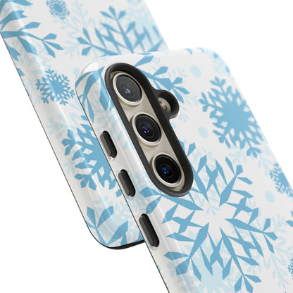 Frosty Blue Snowflakes Samsung Galaxy Case – Shockproof, Smooth Matte Finish, Dual-Layer Design