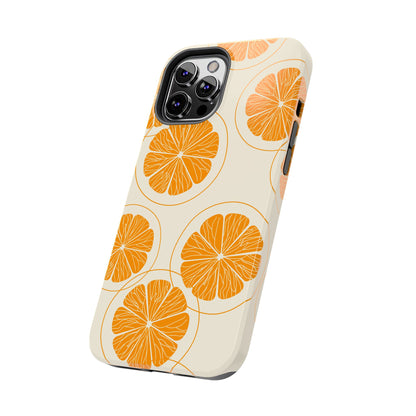 Citrus Burst Pattern Tough iPhone Case – Bold Orange Design, Shockproof Protection - BOGO Cases