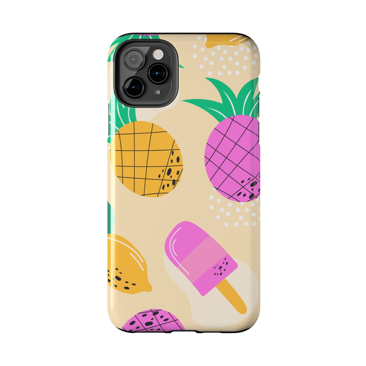 Tropical Pop iPhone Case – Fun Pineapple & Lemon Design with Vibrant Summery Colors